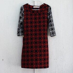 Tracy‎ Negoshian Geometric Dress Zip Pocket XS Red